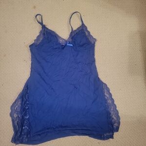 Women’s Lace-Trim Slip Nightdress — Blue